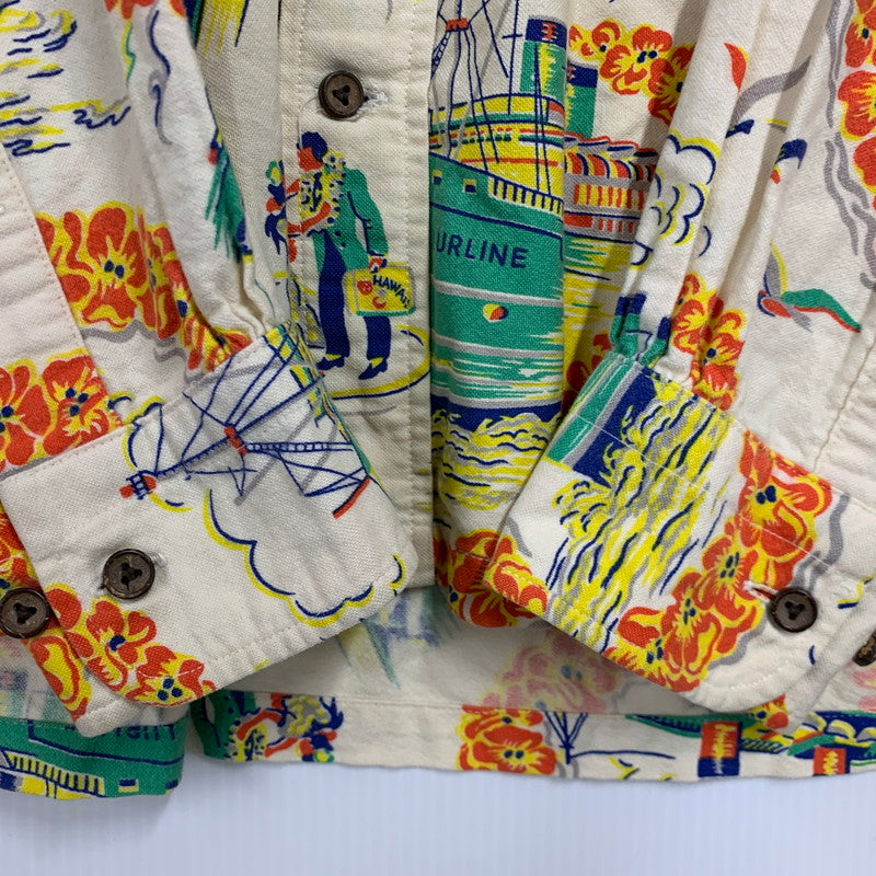 【中古品】【メンズ】 SUN SURF サンサーフ SS2483 LURLINE COTTON SHIRT ラーライン コットン シャツ トップス 長袖 145-260430-ya-09-izu サイズ：M カラー：アイボリー系 万代Net店