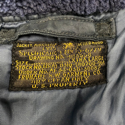 【現状渡し品】【メンズ】 U.S.AIR FORCE 8310-480200-461 AF 33-038-30082 MIL-J-6279 S.W.GARMENT CO.社製 TALON ZIP アザラシファー 推定50S N-3A FLIGHT JACKET フライト ジャケット アウター 146-260506-cs-19-izu サイズ：XL カラー：ネイビー 万代Net店