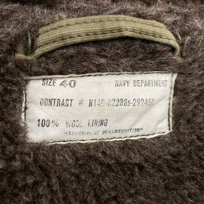 【現状渡し品】【メンズ】 U.S.NAVY U.S.ネイビー NAVY DEPARTMENT CONMAR ZIP N-2 DECK COAT WOOL LINING デッキコート ウールライニング アウター 146-260506-as-27-izu サイズ：40 カラー：カーキ 万代Net店