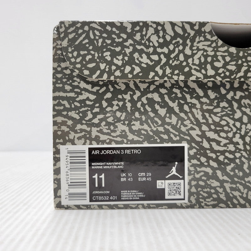 【中古品】【メンズ】 NIKE ナイキ CT8532-401 AIR JORDAN 3 RETRO エア ジョーダン スリー レトロ スニーカー シューズ 靴 160-260502-cs-15-izu サイズ：29cm カラー：MIDNIGHT NAVY/WHITE 万代Net店