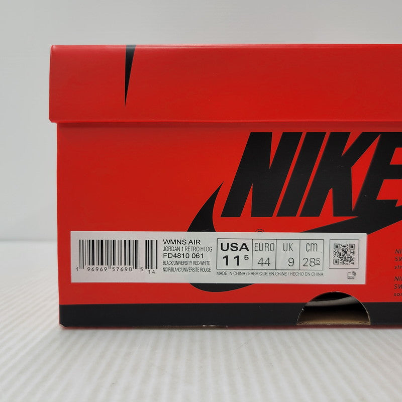 【中古品】【メンズ】 NIKE ナイキ WMNS AIR JORDAN 1 RETRO HI OG FD4810-061 ウィメンズ エアジョーダン 1 レトロ ハイ OG スニーカー シューズ 靴 160-260506-as-43-izu サイズ：28.5cm カラー：BLACK/UNIVERSTY RED-WHITE 万代Net店