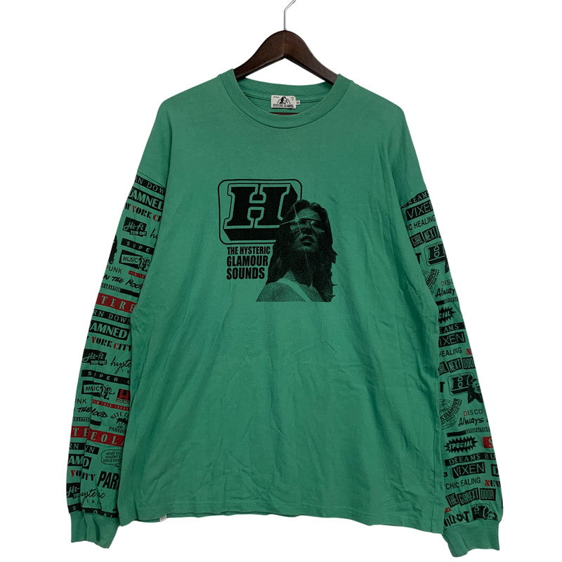 【中古品】【メンズ】 HYSTERIC GLAMOUR ヒステリックグラマー 02191CL02 HI FI WOMAN LS TEE ハイ ファイ ウーマン ロングスリーブ ティー トップス 長袖 140-260509-cs-04-izu サイズ：XL カラー：グリーン 万代Net店