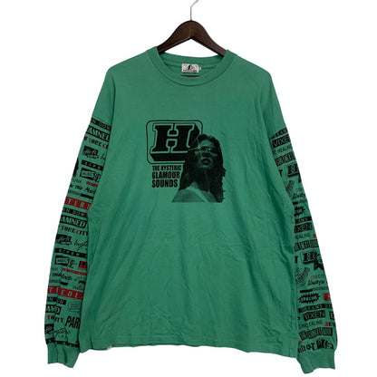【中古品】【メンズ】 HYSTERIC GLAMOUR ヒステリックグラマー 02191CL02 HI FI WOMAN LS TEE ハイ ファイ ウーマン ロングスリーブ ティー トップス 長袖 140-260509-cs-04-izu サイズ：XL カラー：グリーン 万代Net店
