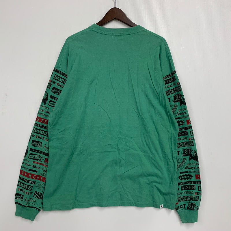 【中古品】【メンズ】 HYSTERIC GLAMOUR ヒステリックグラマー 02191CL02 HI FI WOMAN LS TEE ハイ ファイ ウーマン ロングスリーブ ティー トップス 長袖 140-260509-cs-04-izu サイズ：XL カラー：グリーン 万代Net店