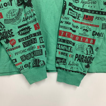 【中古品】【メンズ】 HYSTERIC GLAMOUR ヒステリックグラマー 02191CL02 HI FI WOMAN LS TEE ハイ ファイ ウーマン ロングスリーブ ティー トップス 長袖 140-260509-cs-04-izu サイズ：XL カラー：グリーン 万代Net店