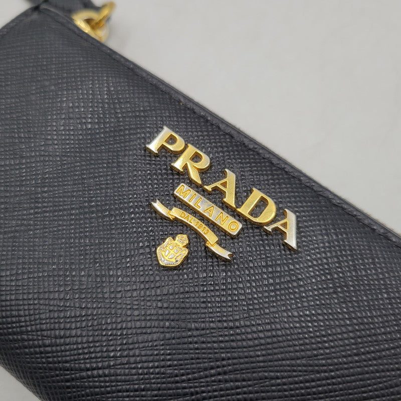 【中古品】【メンズ/レディース】 PRADA プラダ 1PP026 SAFFIANO KEY RING COIN CASE サフィアーノ キーリング コインケース 財布 181-260504-ya-11-izu カラー：ブラック 万代Net店