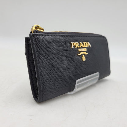 【中古品】【メンズ/レディース】 PRADA プラダ 1PP026 SAFFIANO KEY RING COIN CASE サフィアーノ キーリング コインケース 財布 181-260504-ya-11-izu カラー：ブラック 万代Net店