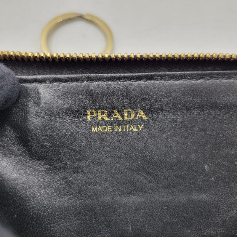 【中古品】【メンズ/レディース】 PRADA プラダ 1PP026 SAFFIANO KEY RING COIN CASE サフィアーノ キーリング コインケース 財布 181-260504-ya-11-izu カラー：ブラック 万代Net店