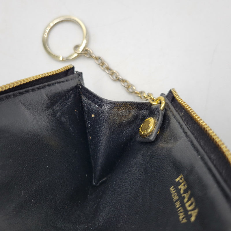 【中古品】【メンズ/レディース】 PRADA プラダ 1PP026 SAFFIANO KEY RING COIN CASE サフィアーノ キーリング コインケース 財布 181-260504-ya-11-izu カラー：ブラック 万代Net店