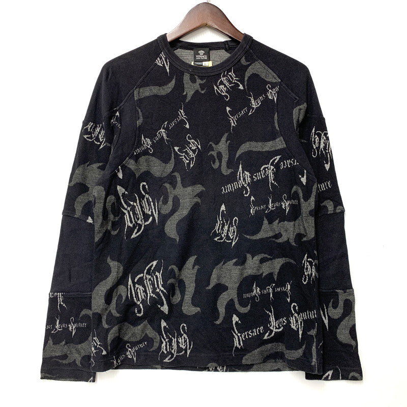 【中古品】【メンズ】 VERSACE JEANS COUTURE ヴェルサーチェ ジーンズクチュール SWITCHING L/S TEE スウィッチング 長袖 Tシャツ イタリア製 146-260516-as-33-izu サイズ：L カラー：ブラック 万代Net店