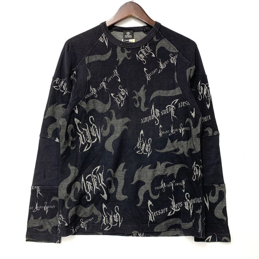 【中古品】【メンズ】 VERSACE JEANS COUTURE ヴェルサーチェ ジーンズクチュール SWITCHING L/S TEE スウィッチング 長袖 Tシャツ イタリア製 146-260516-as-33-izu サイズ：L カラー：ブラック 万代Net店