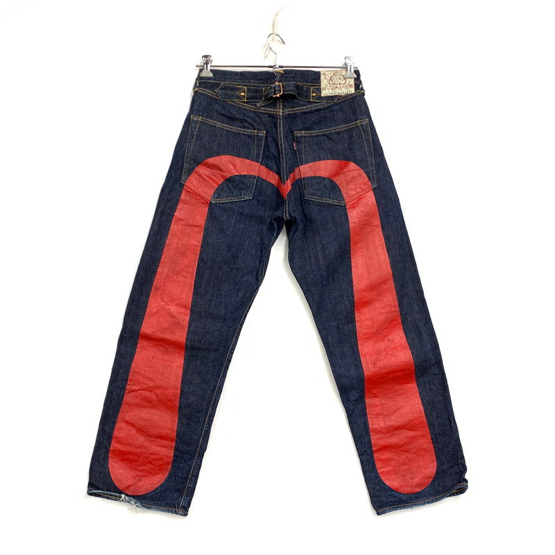 【中古品】【メンズ】 EVISU エヴィス LOT.2013 NO.2 シンチバック 大大黒 DOUBLE KNEE PAINT DENIM PANTS ダブル ニー ペイント デニム パンツ ズボン ボトムス 156-260504-ya-01-izu サイズ：32×35 カラー：インディゴ 万代Net店