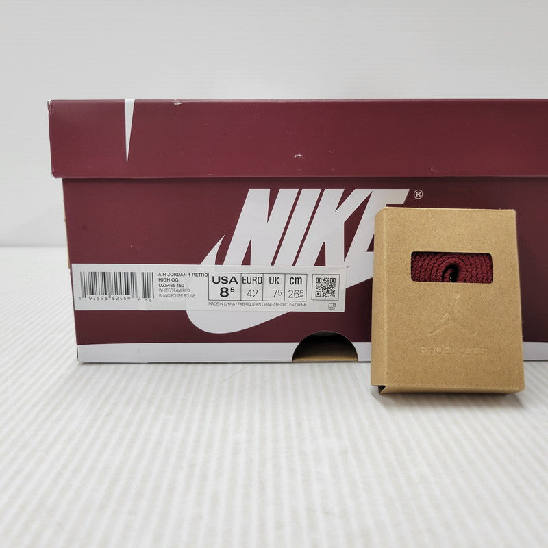 【中古美品】【メンズ】 NIKE ナイキ AIR JORDAN 1 RETRO HIGH OG DZ5485-160 エア ジョーダン 1 レトロ ハイ OG スニーカー シューズ 靴 160-260506-as-07-izu サイズ：26.5cm カラー：WHITE/TEAM RED 万代Net店