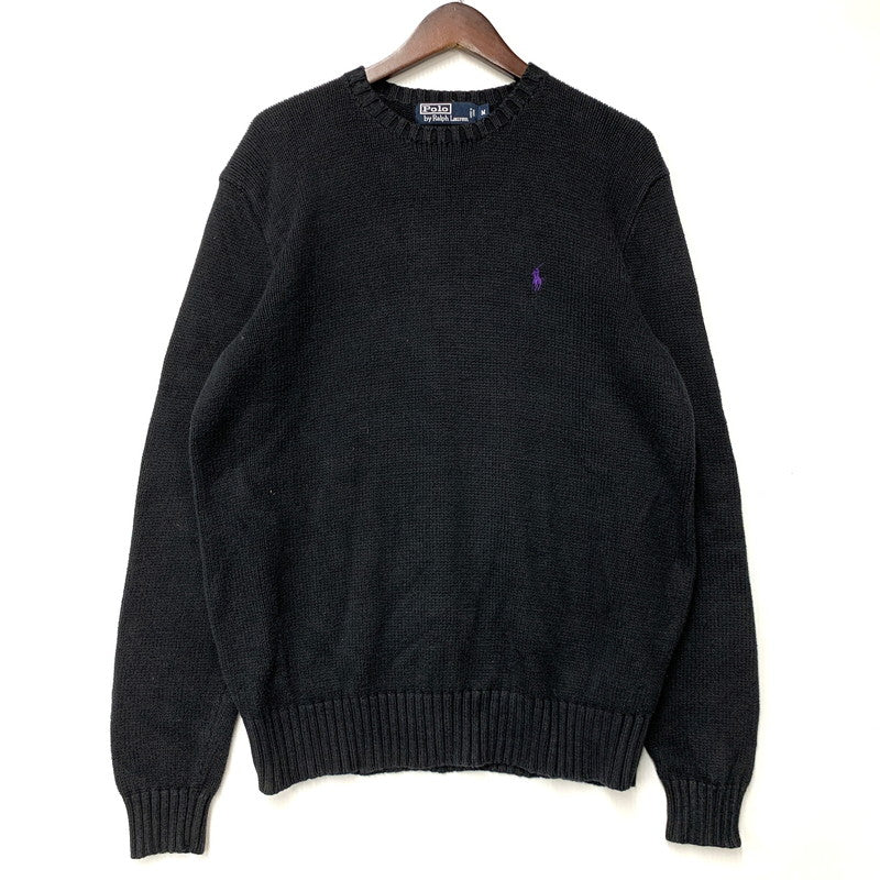【中古品】【メンズ】 Polo by Ralph Lauren ポロバイラルフローレン PIMA COTTON KNIT SHIRT ニット 長袖 トップス 146-260516-as-32-izu サイズ：M カラー：ブラック 万代Net店