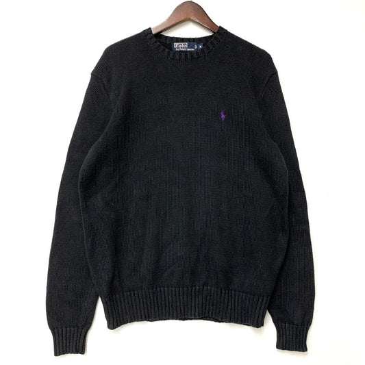 【中古品】【メンズ】 Polo by Ralph Lauren ポロバイラルフローレン PIMA COTTON KNIT SHIRT ニット 長袖 トップス 146-260516-as-32-izu サイズ：M カラー：ブラック 万代Net店