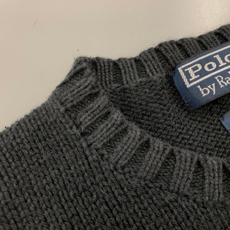 【中古品】【メンズ】 Polo by Ralph Lauren ポロバイラルフローレン PIMA COTTON KNIT SHIRT ニット 長袖 トップス 146-260516-as-32-izu サイズ：M カラー：ブラック 万代Net店