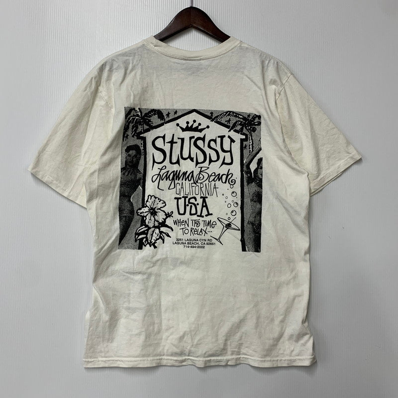 【中古品】【メンズ】 STUSSY ステューシー BEACH HOUSE TEE ビーチ ハウス Tシャツ トップス 142-260516-kh-17-izu サイズ：M カラー：ホワイト 万代Net店