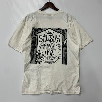【中古品】【メンズ】 STUSSY ステューシー BEACH HOUSE TEE ビーチ ハウス Tシャツ トップス 142-260516-kh-17-izu サイズ：M カラー：ホワイト 万代Net店