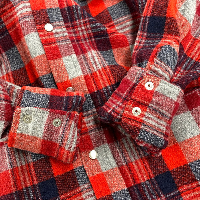 【中古品】【メンズ】 PENDLETON ペンドルトン WOOL WESTERN CHECK SHIRT ウール ウエスタン チェックシャツ 長袖 トップス 146-260506-as-26-izu サイズ：L カラー：レッド系 万代Net店