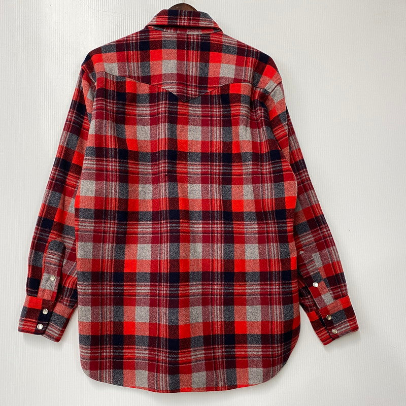 【中古品】【メンズ】 PENDLETON ペンドルトン WOOL WESTERN CHECK SHIRT ウール ウエスタン チェックシャツ 長袖 トップス 146-260506-as-26-izu サイズ：L カラー：レッド系 万代Net店