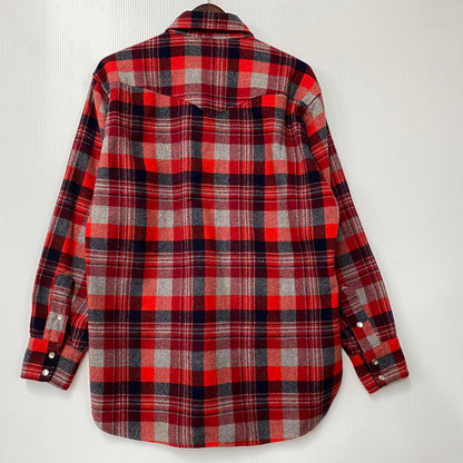 【中古品】【メンズ】 PENDLETON ペンドルトン WOOL WESTERN CHECK SHIRT ウール ウエスタン チェックシャツ 長袖 トップス 146-260506-as-26-izu サイズ：L カラー：レッド系 万代Net店