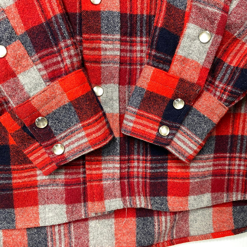 【中古品】【メンズ】 PENDLETON ペンドルトン WOOL WESTERN CHECK SHIRT ウール ウエスタン チェックシャツ 長袖 トップス 146-260506-as-26-izu サイズ：L カラー：レッド系 万代Net店