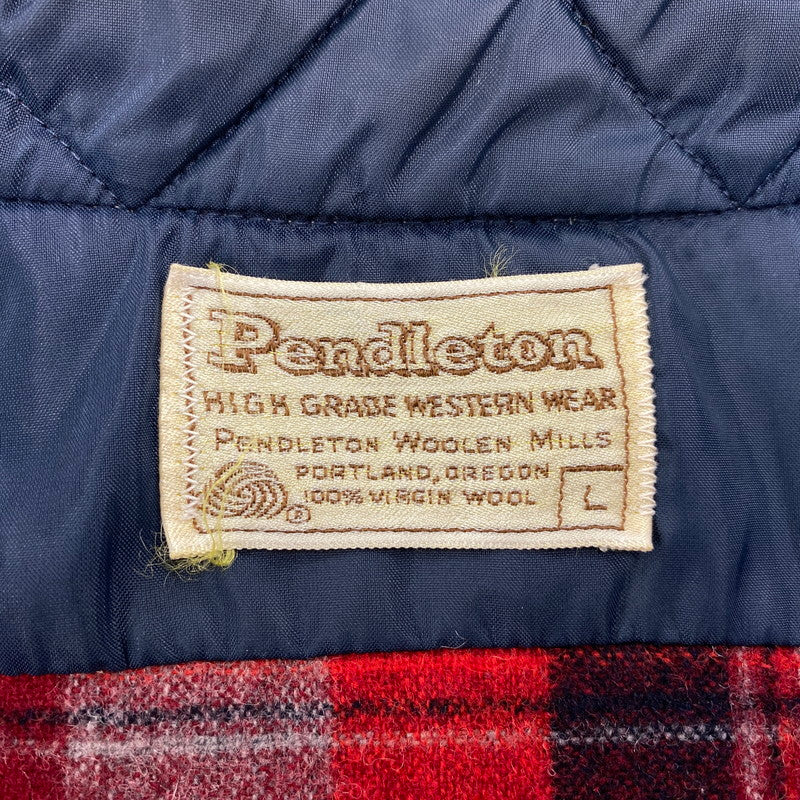 【中古品】【メンズ】 PENDLETON ペンドルトン WOOL WESTERN CHECK SHIRT ウール ウエスタン チェックシャツ 長袖 トップス 146-260506-as-26-izu サイズ：L カラー：レッド系 万代Net店