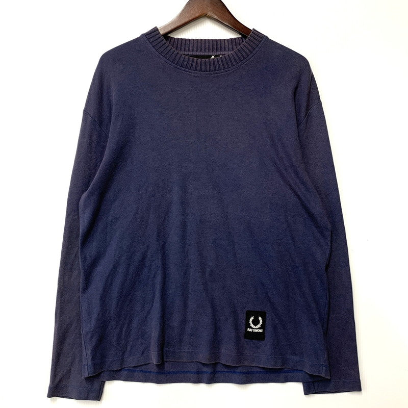 【中古品】【メンズ】 RAF SIMONS ラフシモンズ × FRED PERRY フレッドペリー SM2104 PATCH LOGO KNIT パッチ ロゴ ニット トップス 141-260516-kh-04-izu サイズ：38 カラー：ネイビー 万代Net店