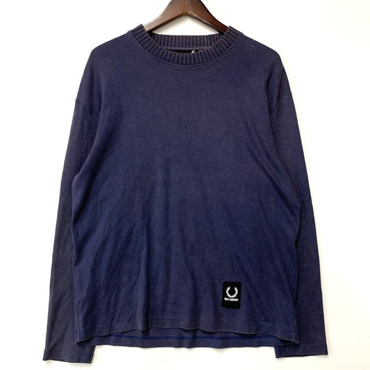 【中古品】【メンズ】 RAF SIMONS ラフシモンズ × FRED PERRY フレッドペリー SM2104 PATCH LOGO KNIT パッチ ロゴ ニット トップス 141-260516-kh-04-izu サイズ：38 カラー：ネイビー 万代Net店