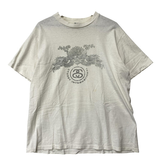 【中古品】【メンズ】 OLD STUSSY オールドステューシー USA製 両シングル 紺タグ 90S DRAGON SS TEE ドラゴン ショートスリーブ ティー トップス 半袖 142-260506-cs-13-izu サイズ：L カラー：ホワイト 万代Net店