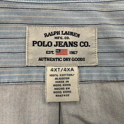【中古品】【メンズ】 RALPH LAUREN POLO JEANS CO. ラルフローレンポロジーンズ STRIPE LS SHIRT ストライプ ロングスリーブ シャツ トップス 長袖 146-260517-cs-05-izu サイズ：4XT/4XA カラー：ライトブルー 万代Net店