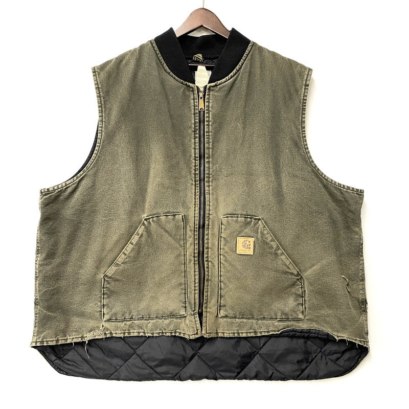 【現状渡し品】【メンズ】 Carhartt カーハート DUCK VEST V02 MOS ダックベスト 146-260506-as-25-izu サイズ：4XL TALL カラー：モスグリーン 万代Net店