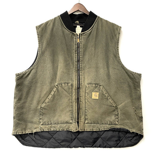 【現状渡し品】【メンズ】 Carhartt カーハート DUCK VEST V02 MOS ダックベスト 146-260506-as-25-izu サイズ：4XL TALL カラー：モスグリーン 万代Net店