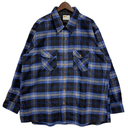 【中古品】【メンズ】 KEY キー USA製 90S HEAVY FLANNEL CHECK LS SHIRT ヘビー フランネル チェック ロングスリーブ シャツ トップス 長袖 146-260517-cs-01-izu サイズ：3XL カラー：ブルー×ブラック 万代Net店