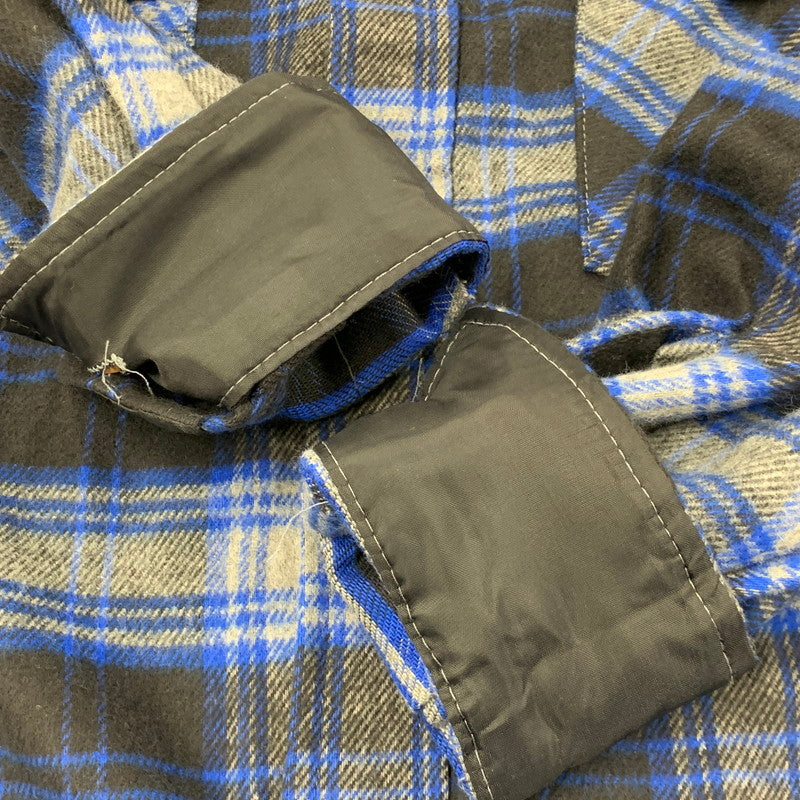 【中古品】【メンズ】 KEY キー USA製 90S HEAVY FLANNEL CHECK LS SHIRT ヘビー フランネル チェック ロングスリーブ シャツ トップス 長袖 146-260517-cs-01-izu サイズ：3XL カラー：ブルー×ブラック 万代Net店