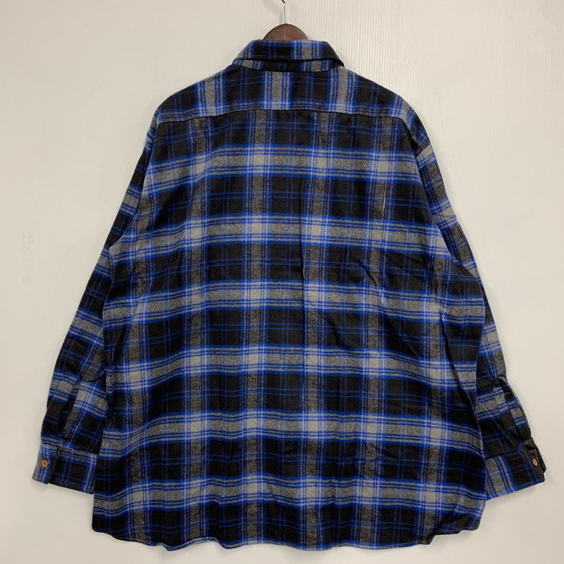 【中古品】【メンズ】 KEY キー USA製 90S HEAVY FLANNEL CHECK LS SHIRT ヘビー フランネル チェック ロングスリーブ シャツ トップス 長袖 146-260517-cs-01-izu サイズ：3XL カラー：ブルー×ブラック 万代Net店