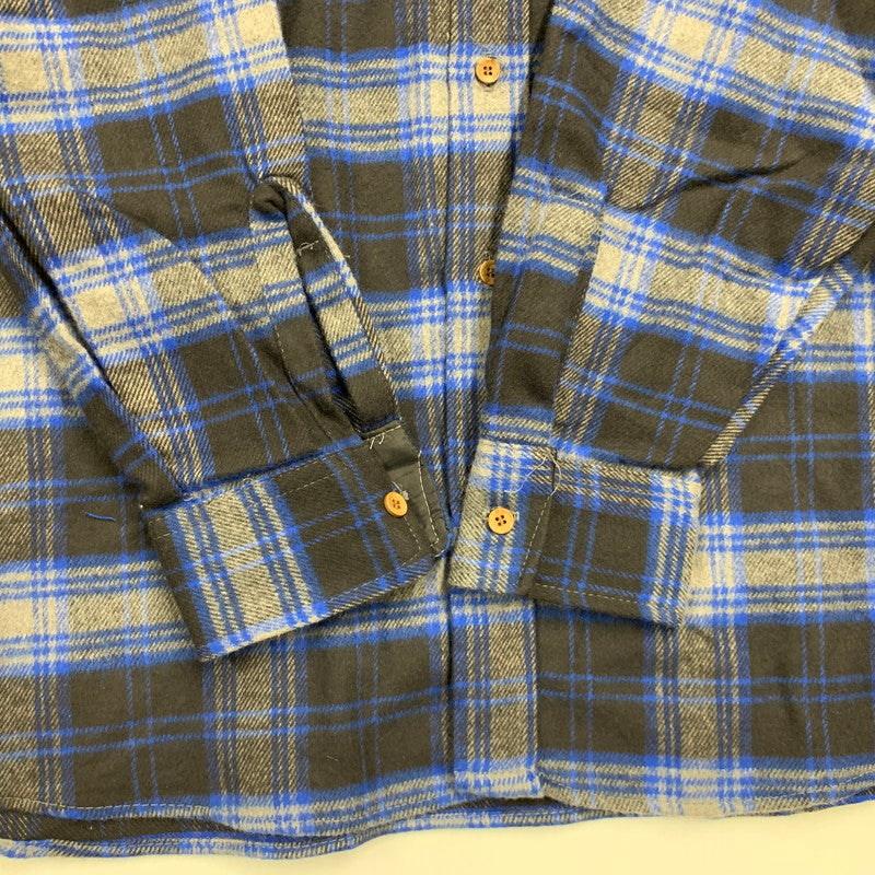【中古品】【メンズ】 KEY キー USA製 90S HEAVY FLANNEL CHECK LS SHIRT ヘビー フランネル チェック ロングスリーブ シャツ トップス 長袖 146-260517-cs-01-izu サイズ：3XL カラー：ブルー×ブラック 万代Net店