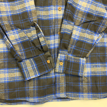 【中古品】【メンズ】 KEY キー USA製 90S HEAVY FLANNEL CHECK LS SHIRT ヘビー フランネル チェック ロングスリーブ シャツ トップス 長袖 146-260517-cs-01-izu サイズ：3XL カラー：ブルー×ブラック 万代Net店