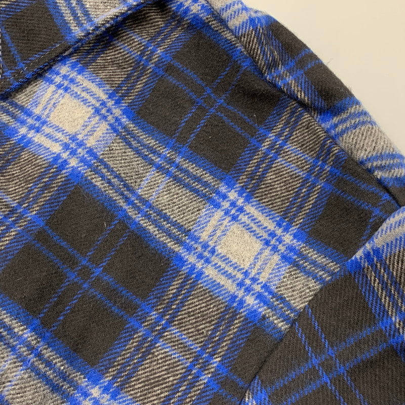 【中古品】【メンズ】 KEY キー USA製 90S HEAVY FLANNEL CHECK LS SHIRT ヘビー フランネル チェック ロングスリーブ シャツ トップス 長袖 146-260517-cs-01-izu サイズ：3XL カラー：ブルー×ブラック 万代Net店