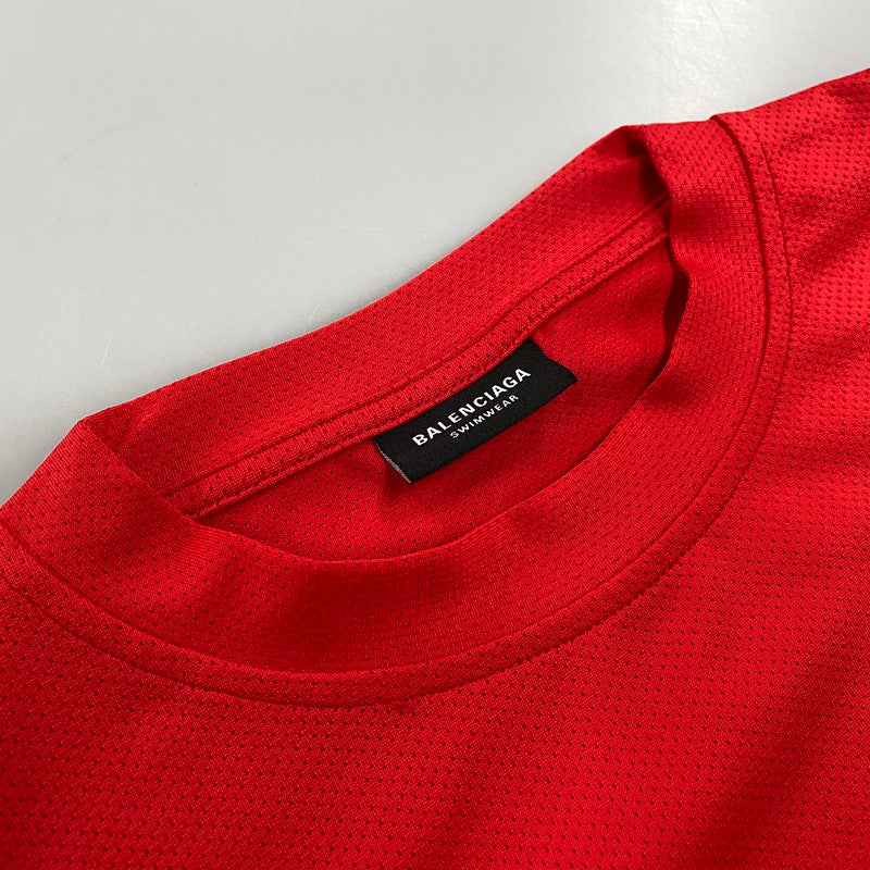 【中古品】【メンズ】 BALENCIAGA バレンシアガ SWIMWEAR TECHNICAL MESH SWIM T-SHIRT 857027 テクニカル メッシュ スイムTシャツ 半袖 トップス 141-260506-as-20-izu サイズ：L カラー：レッド 万代Net店