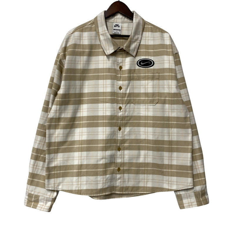 【中古品】【メンズ】 NIKE SB ナイキエスビー HV0257-133 FLNNL BTN UP KOS LS TOP フランネル ボタン アップ コストン ロングスリーブ トップ トップス 長袖 142-260506-cs-12-izu サイズ：XL カラー：ベージュ系 万代Net店