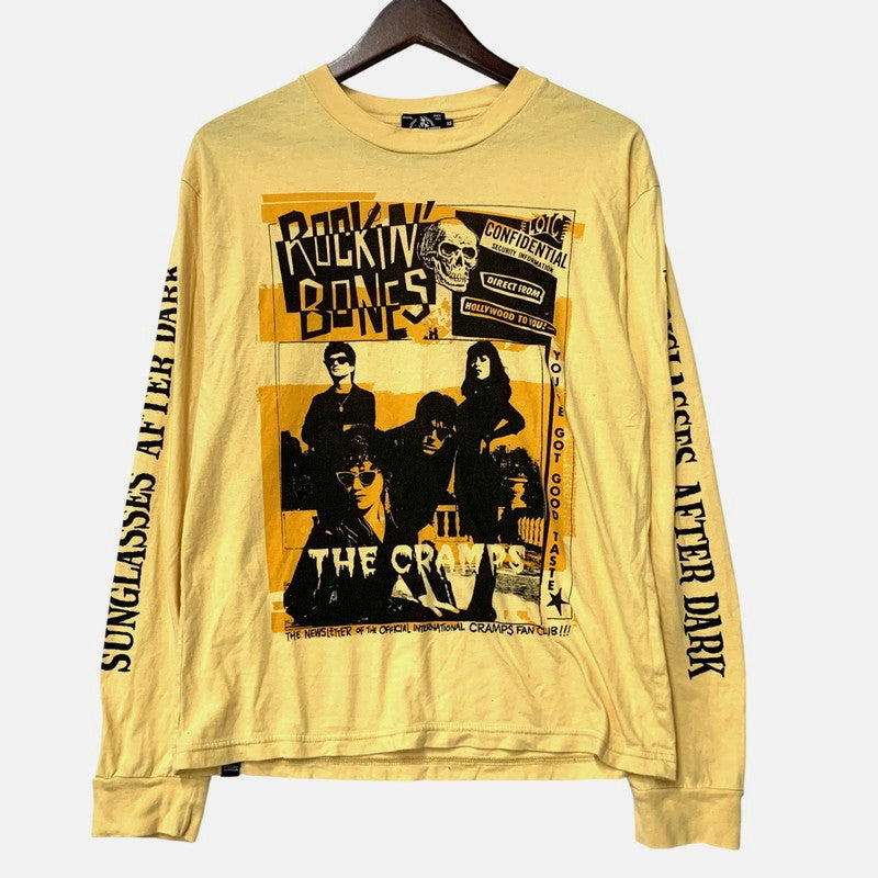 【中古品】【メンズ】 HYSTERIC GLAMOUR ヒステリックグラマー × THE CRAMPS ザ・クランプス CR ROCK'N BONES COVER L/S TEE 02171CL06 長袖 Tシャツ 140-260516-as-37-izu サイズ：XS カラー：イエロー系 万代Net店