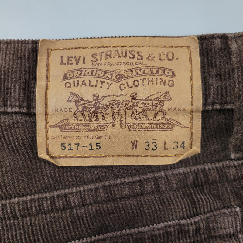 【中古品】【メンズ】 LEVI'S リーバイス CORDUROY BOOT CUT PANTS 517-15 コーデュロイ ブーツカットパンツ 刻印J38 白タブ 日本製 157-260513-as-04-izu サイズ：33×34 カラー：ブラウン 万代Net店