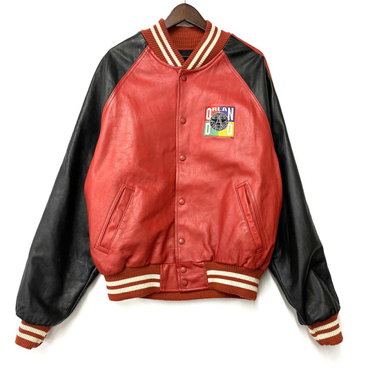 【中古品】【メンズ】 ALL STAR CAFE OFFICIAL オールスターカフェオフィシャル USA製 90S LEATHER VARSITY JACKET レザー バーシティ ジャケット アウター 146-260506-cs-18-izu サイズ：XL カラー：レッド×ブラック 万代Net店