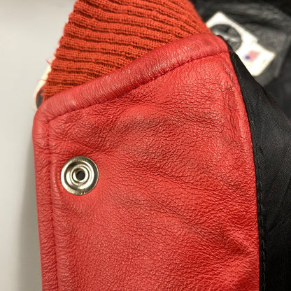 【中古品】【メンズ】 ALL STAR CAFE OFFICIAL オールスターカフェオフィシャル USA製 90S LEATHER VARSITY JACKET レザー バーシティ ジャケット アウター 146-260506-cs-18-izu サイズ：XL カラー：レッド×ブラック 万代Net店