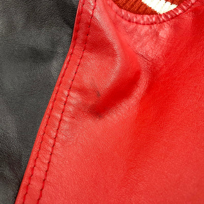 【中古品】【メンズ】 ALL STAR CAFE OFFICIAL オールスターカフェオフィシャル USA製 90S LEATHER VARSITY JACKET レザー バーシティ ジャケット アウター 146-260506-cs-18-izu サイズ：XL カラー：レッド×ブラック 万代Net店