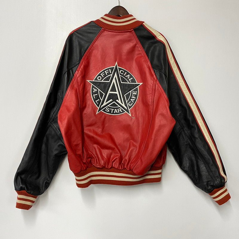 【中古品】【メンズ】 ALL STAR CAFE OFFICIAL オールスターカフェオフィシャル USA製 90S LEATHER VARSITY JACKET レザー バーシティ ジャケット アウター 146-260506-cs-18-izu サイズ：XL カラー：レッド×ブラック 万代Net店