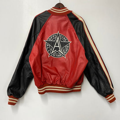 【中古品】【メンズ】 ALL STAR CAFE OFFICIAL オールスターカフェオフィシャル USA製 90S LEATHER VARSITY JACKET レザー バーシティ ジャケット アウター 146-260506-cs-18-izu サイズ：XL カラー：レッド×ブラック 万代Net店