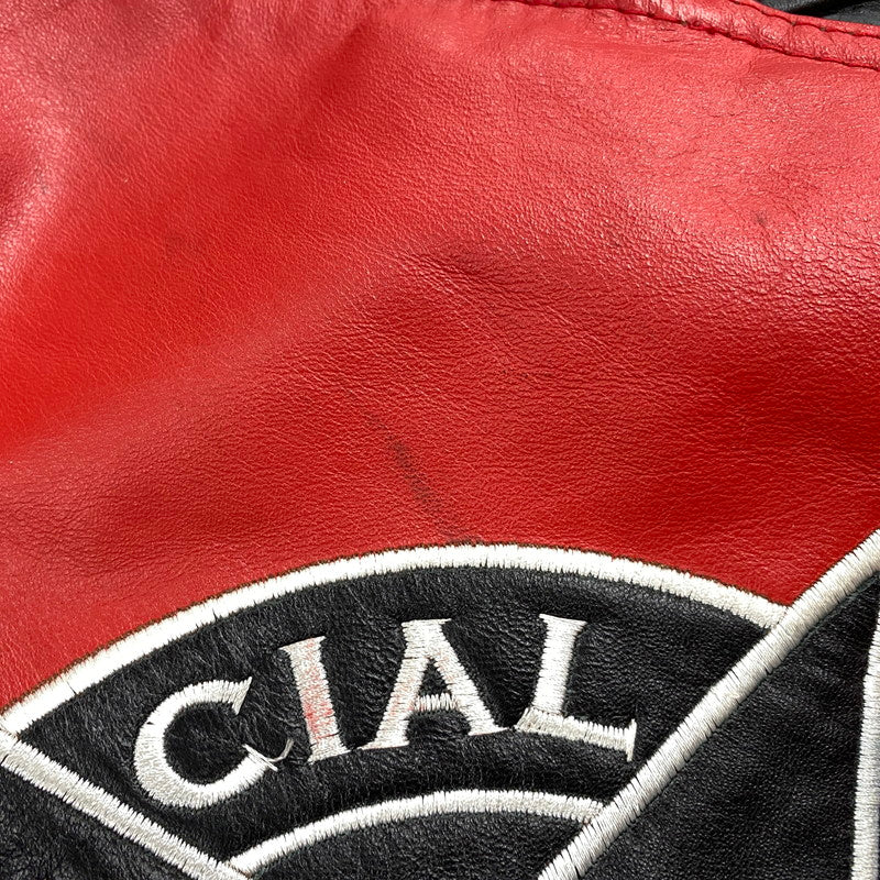 【中古品】【メンズ】 ALL STAR CAFE OFFICIAL オールスターカフェオフィシャル USA製 90S LEATHER VARSITY JACKET レザー バーシティ ジャケット アウター 146-260506-cs-18-izu サイズ：XL カラー：レッド×ブラック 万代Net店