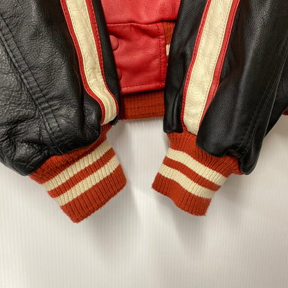 【中古品】【メンズ】 ALL STAR CAFE OFFICIAL オールスターカフェオフィシャル USA製 90S LEATHER VARSITY JACKET レザー バーシティ ジャケット アウター 146-260506-cs-18-izu サイズ：XL カラー：レッド×ブラック 万代Net店
